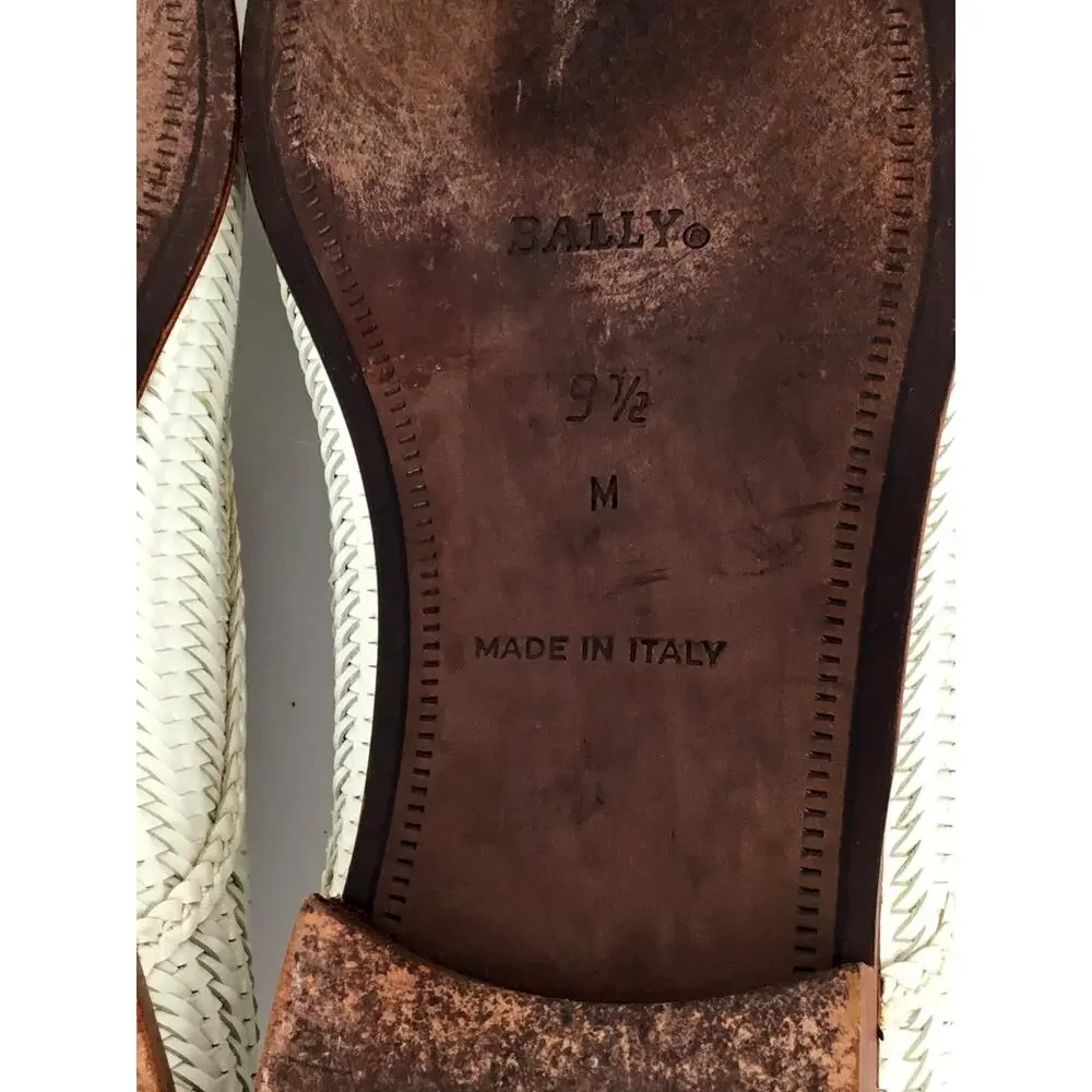 Vintage 1990s Bally Madrid Italy Woven Leather Tassel Loafers Men's 9.5M